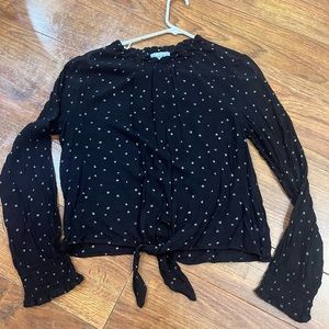 Bella Dahl 100% sill floral print tie front blouse black M